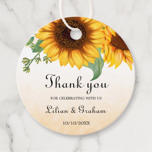Sonnenblumenhochzeit Geschenkanhänger (Vorderseite)