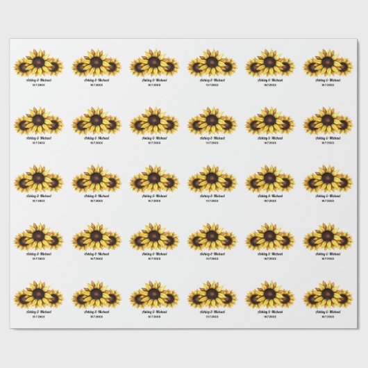 Sonnenblumenhochzeit Geschenkpapier (Flach)
