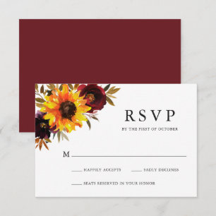 Sonnenblumenhochzeit im Rustikal RSVP Karte
