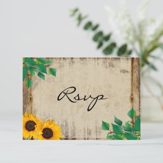 Sonnenblumenhochzeit im Rustikal - UAWG RSVP Karte (Stehend Vorderseite)
