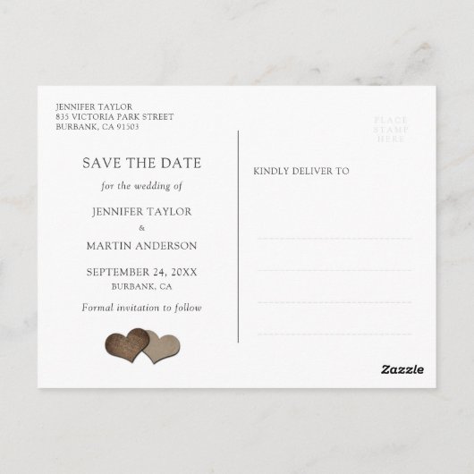 Sonnenblumenhochzeit im rustikalen Land rettet das Postkarte (Rückseite)