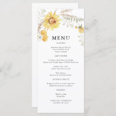 Sonnenblumenhochzeit im Spätsommer Menükarte (Vorne/Hinten)