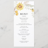 Sonnenblumenhochzeit im Spätsommer Menükarte (Vorderseite)