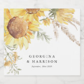 Sonnenblumenhochzeit im Spätsommer Schaumweinetikett (Einzelnes Label)