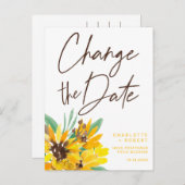 Sonnenblumenhochzeit im Wasser ändert das Datum Ankündigungspostkarte (Vorne/Hinten)