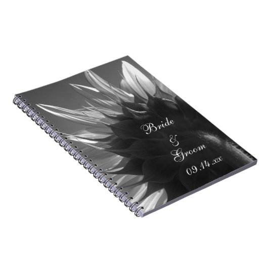 Sonnenblumenhochzeit in Schwarz und Weiß Notizblock (Rechte Seite)