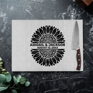 Sonnenblumenhochzeit Individuelle Name & Datum Schneidebrett