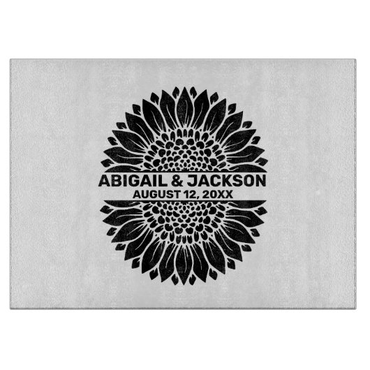 Sonnenblumenhochzeit Individuelle Name & Datum Schneidebrett (Vorderseite)