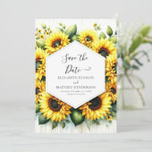 Sonnenblumenhochzeit mit Chic Field Save The Date (Stehend Vorderseite)