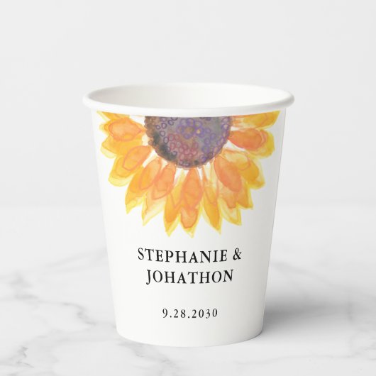 Sonnenblumenhochzeit Pappbecher (Rückseite)