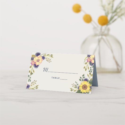 Sonnenblumenhochzeit-Platzkarte Platzkarte (Vorderseite)