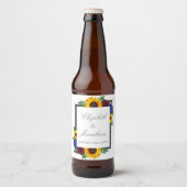 Sonnenblumenhochzeit Rose Bierflaschenetikett (Vorderseite)