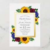 Sonnenblumenhochzeit Rose Folieneinladung (Vorderseite)