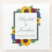 Sonnenblumenhochzeit Rose Glasuntersetzer (Vorderseite)