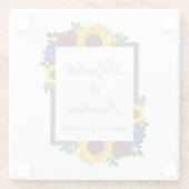 Sonnenblumenhochzeit Rose Glasuntersetzer (Rückseite)