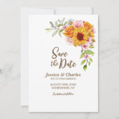 Sonnenblumenhochzeit Rose Save The Date (Vorderseite)
