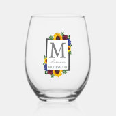 Sonnenblumenhochzeit Rose Weinglas Ohne Stiel (Vorderseite)