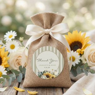 Sonnenblumenhochzeit Runder Aufkleber