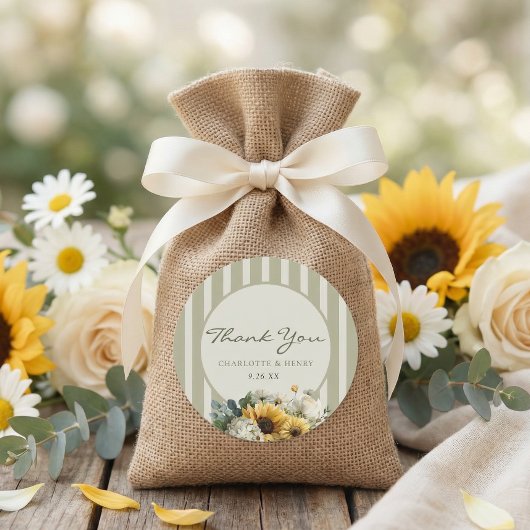 Sonnenblumenhochzeit Runder Aufkleber