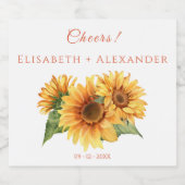 Sonnenblumenhochzeit Schaumweinetikett (Einzelnes Label)