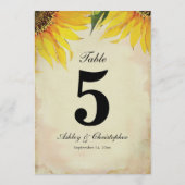 Sonnenblumenhochzeit Tischnummer fünf (Rückseite)