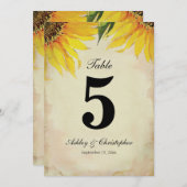 Sonnenblumenhochzeit Tischnummer fünf (Vorne/Hinten)