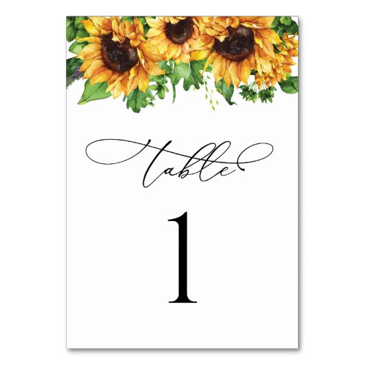 Sonnenblumenhochzeit-Tischnummern Tischnummer (Vorderseite)
