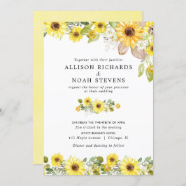 Sonnenblumenhochzeit Wasserfarben Einladung