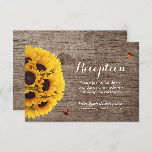 Sonnenblumenholz Rustikale Hochzeitsempfang Einladung (Vorne/Hinten)