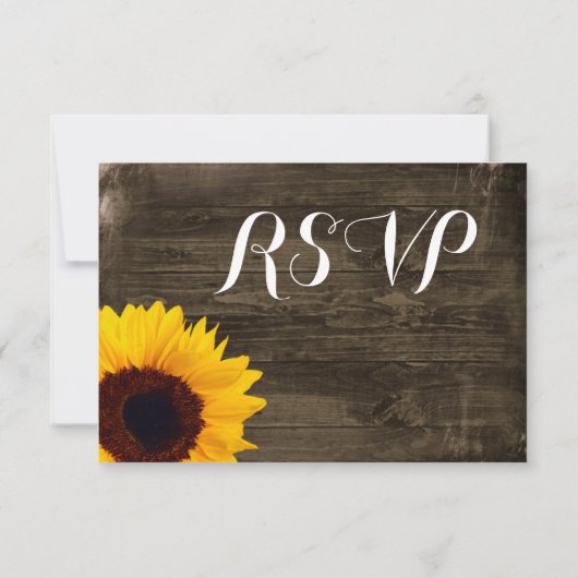 Sonnenblumenholz Rustikales Land Hochzeitskarten RSVP Karte (Rückseite)