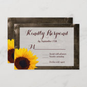 Sonnenblumenholz Rustikales Land Hochzeitskarten RSVP Karte (Vorne/Hinten)