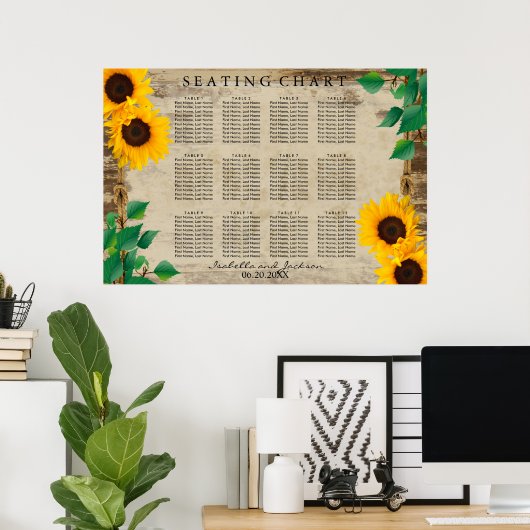 Sonnenblumenholz - Sitzplan Poster (Heimbüro)