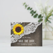 Sonnenblumenholz + Spitzen Hochzeit Speichern Sie Ankündigungspostkarte (Stehend Vorderseite)