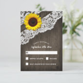 Sonnenblumenholz und Hochzeitskarte RSVP Karte (Stehend Vorderseite)