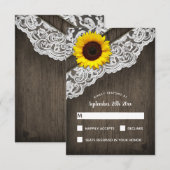 Sonnenblumenholz und Hochzeitskarte RSVP Karte (Vorne/Hinten)