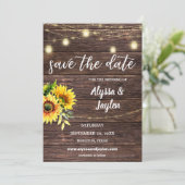 Sonnenblumenholz und Streichelleuchten Save the Da Einladung (Stehend Vorderseite)