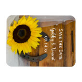 Sonnenblumenhorseshoe-Western Hochzeit speichern S Magnet (Horizontal)