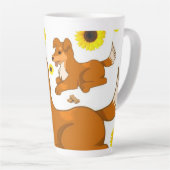 Sonnenblumenhund Latte Tasse (Rechte Ecke)