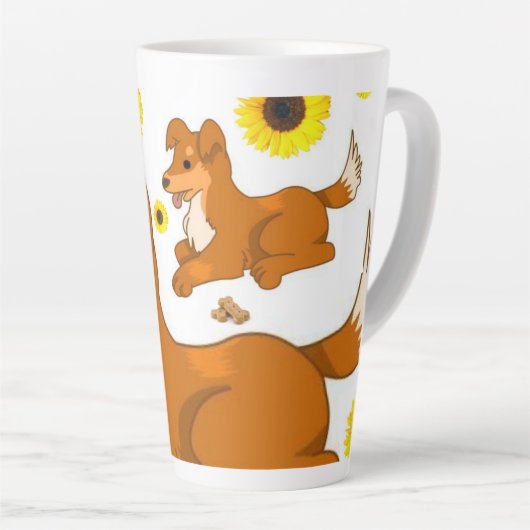 Sonnenblumenhund Latte Tasse (Rechte Ecke)