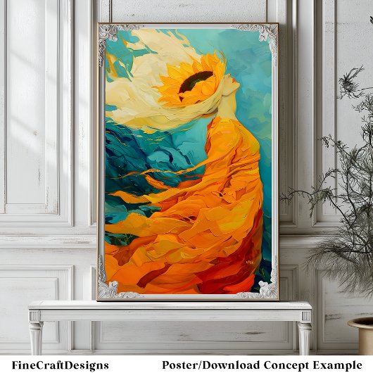 Sonnenblumenhut Modernes, einzigartiges Bild B8R Poster