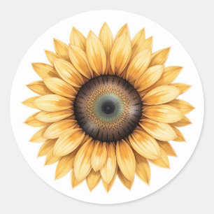 Sonnenblumenillustrierung Runder Aufkleber