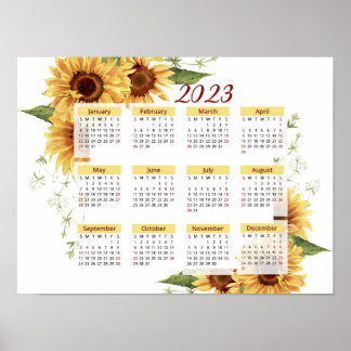 Sonnenblumenkalender, 2023 Kalender, jährlich Poster
