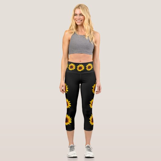 Sonnenblumenkapri-Leggings Capri Leggings (Vorderseite)