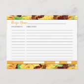 Sonnenblumenkarte Brautparty Rezept Karte (Rückseite)