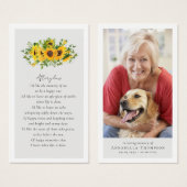 Sonnenblumenkarte Foto Beerdigung Gefallen Gedenkk (Vorne & Hinten)