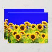 Sonnenblumenkarte Ukrainische Flaggenfarben - Frei RSVP Karte (Vorne/Hinten)