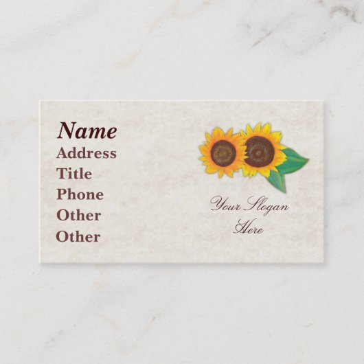 Sonnenblumenkarte Visitenkarte (Vorderseite)
