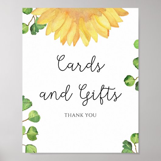 Sonnenblumenkarten und Geschenke für Wasserfarben Poster (Vorne)