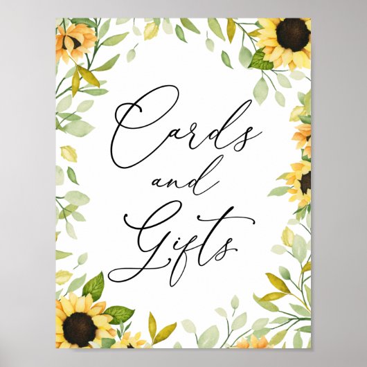 Sonnenblumenkarten und Geschenke Zeichen Poster (Vorne)