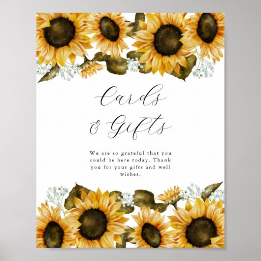 Sonnenblumenkarten und Geschenkszeichen für Brautp Poster (Vorne)